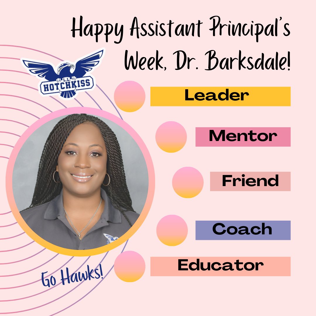L.L. Hotchkiss ES & MS (@llhotchkisselem) on Twitter photo 💙 Thank you, Dr. Barksdale, for being in the game for kids! We appreciate all that you do for all of our Hawks! Happy Assistant Principal's Week!
<a href="/puentedisd/">Principal Puente</a> <a href="/BarksdaleCl/">Dr. Charmon Barksdale</a> <a href="/SBarrios_DISD/">Dr. Sandra Barrios-Rojas, Executive Director</a> <a href="/ACEDallasISD/">ACE Dallas ISD</a> <a href="/ConradSchools/">Conrad Nation - DISD</a> <a href="/DanforDISD/">Dan Micciche</a> #AssistantPrincipalsWeek #IntheGame4Kids 💙 Thank you, Dr. Barksdale, for being in the game for kids! We appreciate all that you do for all of our Hawks! Happy Assistant Principal's Week!
<a href="/puentedisd/">Principal Puente</a> <a href="/BarksdaleCl/">Dr. Charmon Barksdale</a> <a href="/SBarrios_DISD/">Dr. Sandra Barrios-Rojas, Executive Director</a> <a href="/ACEDallasISD/">ACE Dallas ISD</a> <a href="/ConradSchools/">Conrad Nation - DISD</a> <a href="/DanforDISD/">Dan Micciche</a> #AssistantPrincipalsWeek #IntheGame4Kids