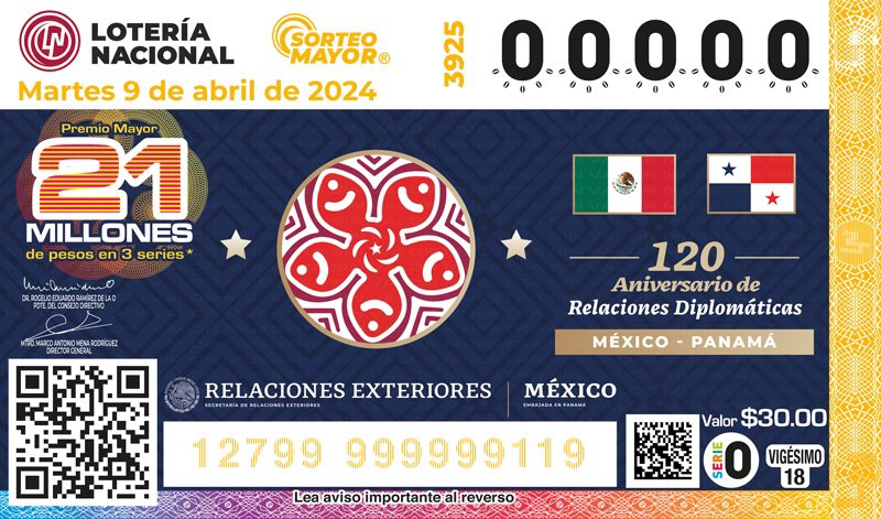 📌 En el marco del 120 aniversario de relaciones diplomáticas entre los pueblos de México y Panamá, cuya celebración comenzó en marzo pasado, la @lotenal contará con un sorteo mayor, el próximo 9 de abril, que conmemorará esta magna ocasión. El logo del aniversario está…