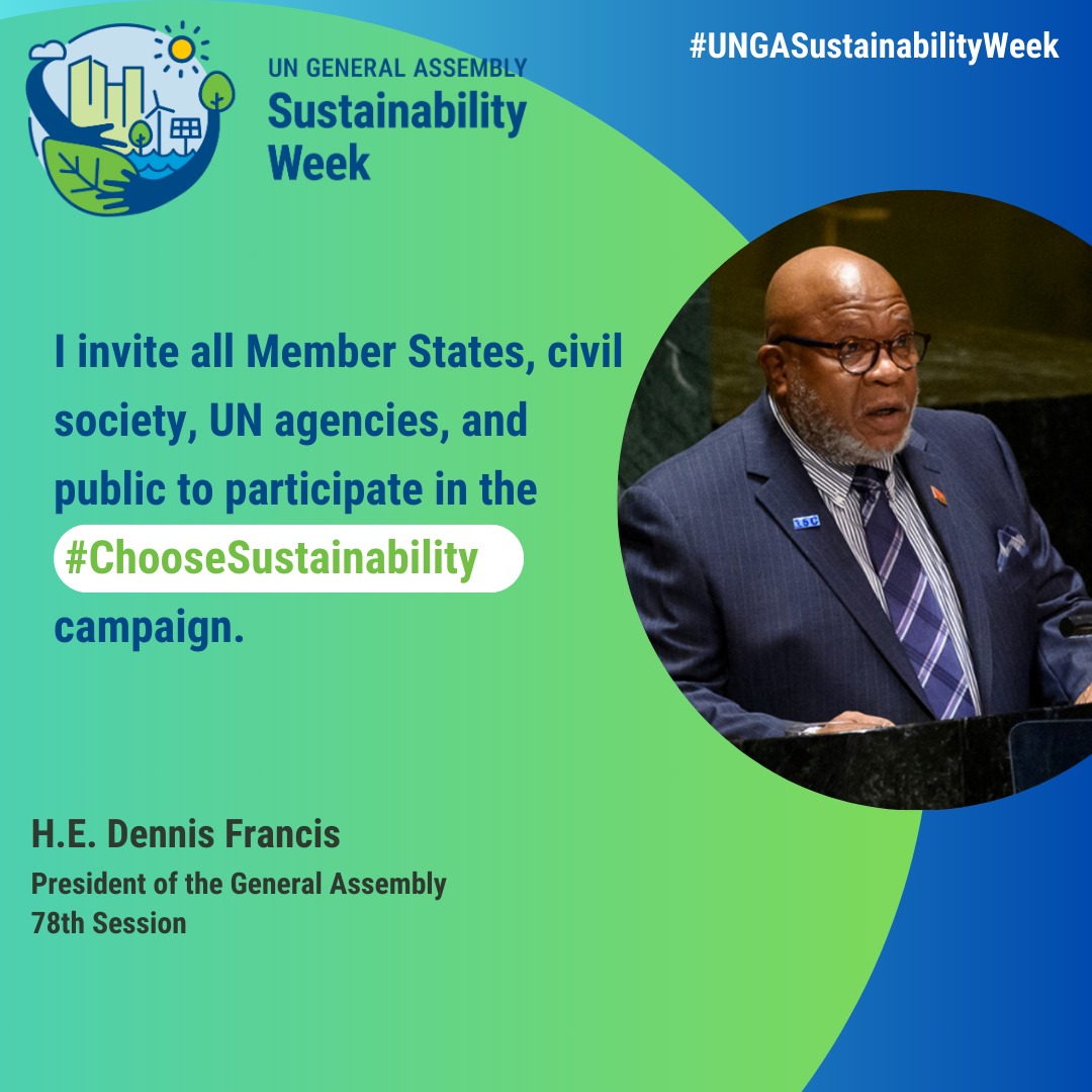 I #ChooseSustainability by transitioning away from single-use materials and towards reusable energy-efficient electronics throughout the 78th session. As part of #UNGASustainabilityWeek, I invite all Member States, civil society, UN agencies, and the public to join our campaign.…