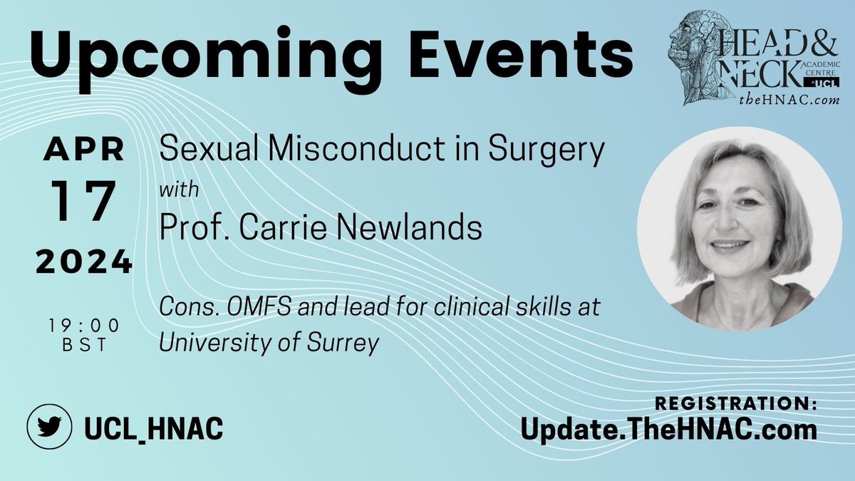 📢FREE event ALL welcome, 2 weeks to go! Prof. Carrie Newlands, Oral & Maxillofacial Surgeon, co-author of the monumental WPSMS report wpsms.org.uk/docs/Breaking_… pivotal to the development of the NHS charter for sexual safety. Pls share & register: ucl.zoom.us/meeting/regist……