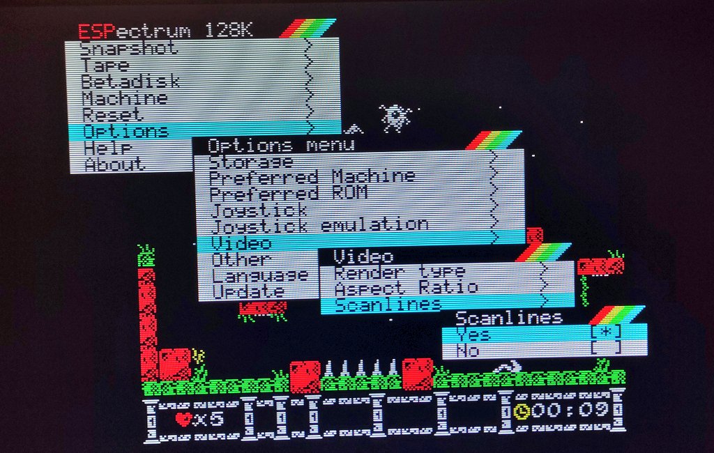 ZX_ESPectrum's tweet image. En unos dias ESPectrum estará en la Retropixel Málaga ( retropixel.es @retroamigos ) así q ya estamos rematando las novedades para la próxima release: ¿No hay CRT en casa? Quizá puedas engañar al @retropolicia con las nuevas scanlines VGA 😜 #ESPectrum #ESP32 #emulator