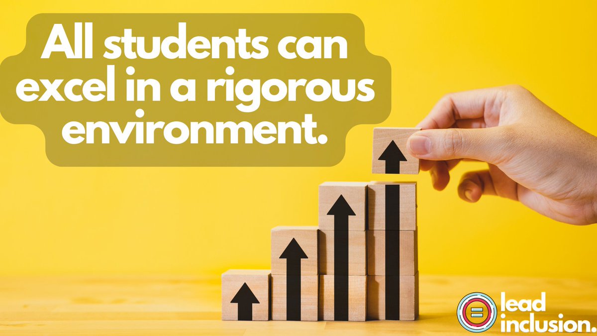 📈 Rigor isn't about how hard we grade or how many #students earn As. It's about setting high standards. All students can excel in a rigorous environment. #LeadInclusion #EdLeaders #Teachers #UDL #SBLchat #TG2Chat #ATAssessment #TeacherTwitter