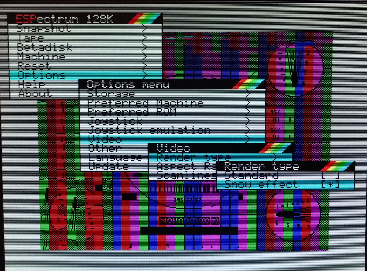 ZX_ESPectrum's tweet image. Tambien estará incluido en la próxima release la perfecta emulación, ya terminada, del "snow effect" o "efecto nieve" ❄️☃️❄️☃️❄️☃️#ESPectrum #ZXSpectrum #emulator #ESP32 #baremetal