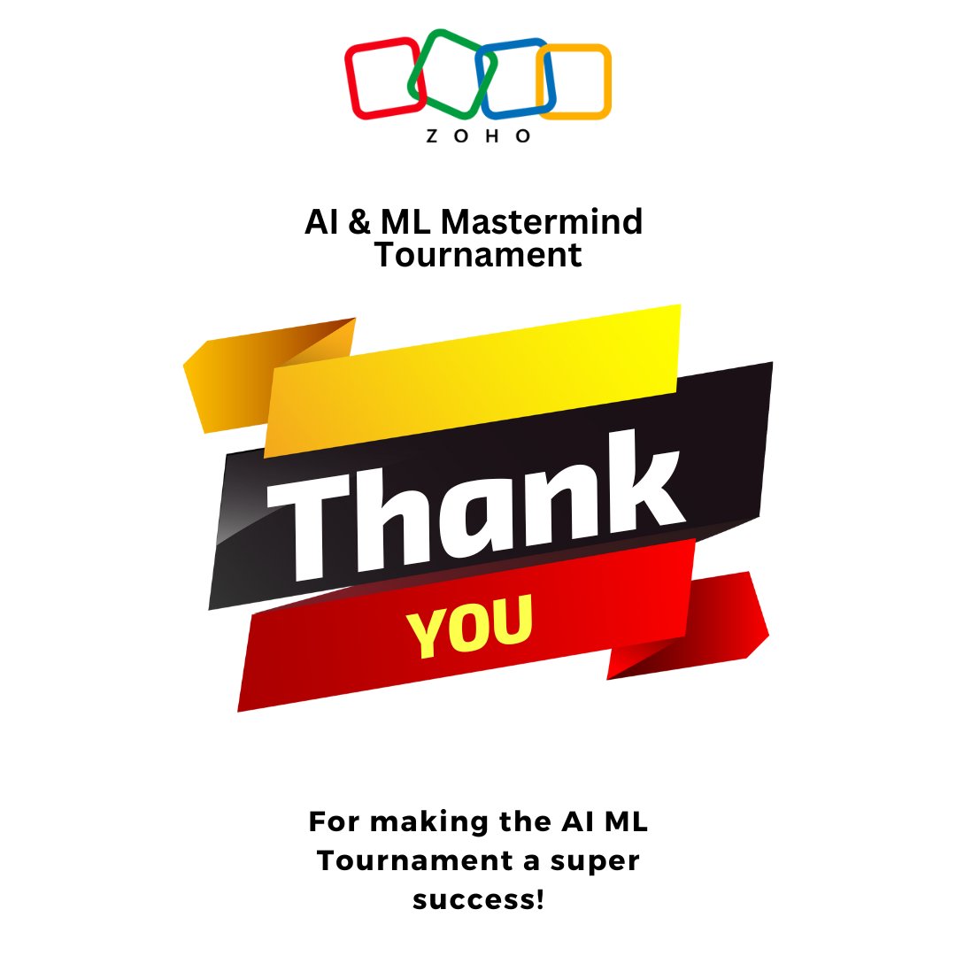 🌟 A heartfelt thank you to everyone who participated in the AI ML Mastermind Tournament by @CatalystByZoho 🌟 Your unwavering enthusiasm and participation made all the difference. Stay tuned for more updates and exciting events! #ai #ml #quiz #techquizzes #onlinequizzes