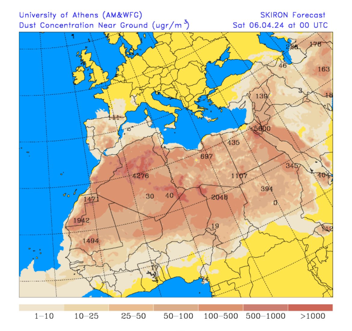meteo_tetuan's tweet photo. Y el modelo #Skyron nos muestra que esta situación de altas temperaturas de estos días, vendría también acompañada de una irrupción de #calima, que nos afectaría el fin de semana. https://t.co/IFKLxIPCIu