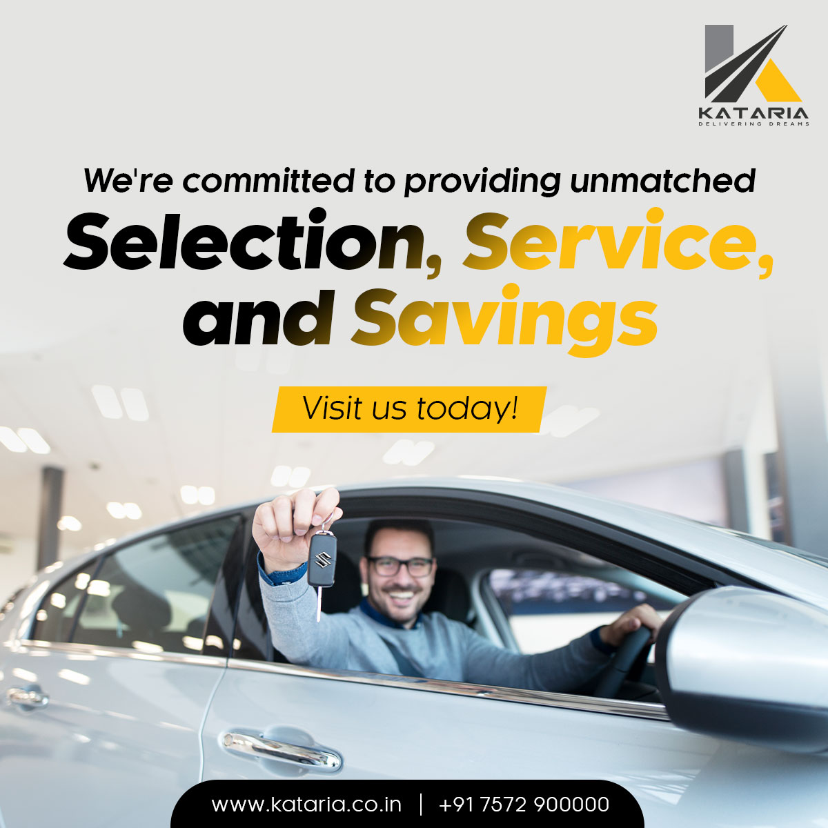 Discover the ultimate destination for selection, service, and savings - visit Kataria Automobiles today and experience the difference!

Mail us at leads@kataria.co.in or call us at +91 7572900000

#kataria #katariaautomobiles #katariagroup #MarutiSuzuki #KatariaCare