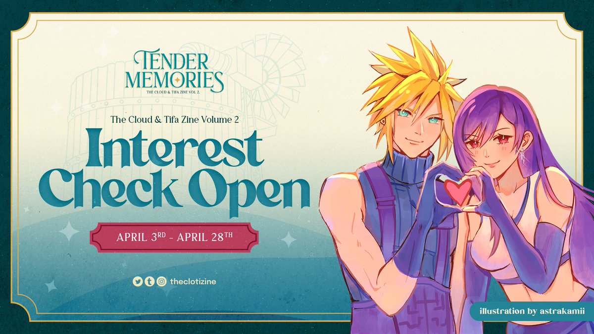 💚 INTEREST CHECK OPEN 💫 ✨ forms.gle/dFXrYeSEu139n4… April 3 - April 28 Tender Memories celebrates the beauty of #CloTi's love through shared memories. Proceeds will go to @SavetheChildren. Let us know what you'd like to see in vol 2 💛 ✨ theclotizine.com #クラティ