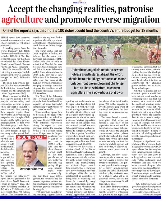 Devinder_Sharma's tweet photo. In just 3 yrs, a staggering 56 million people have gone back to agriculture. This only shows that the economic policies that pushed farmers to the cities have now become outdated. Need to accept the changing realities, rebuild agriculture and promote reverse migration. My article https://t.co/4KJNb0frXo
