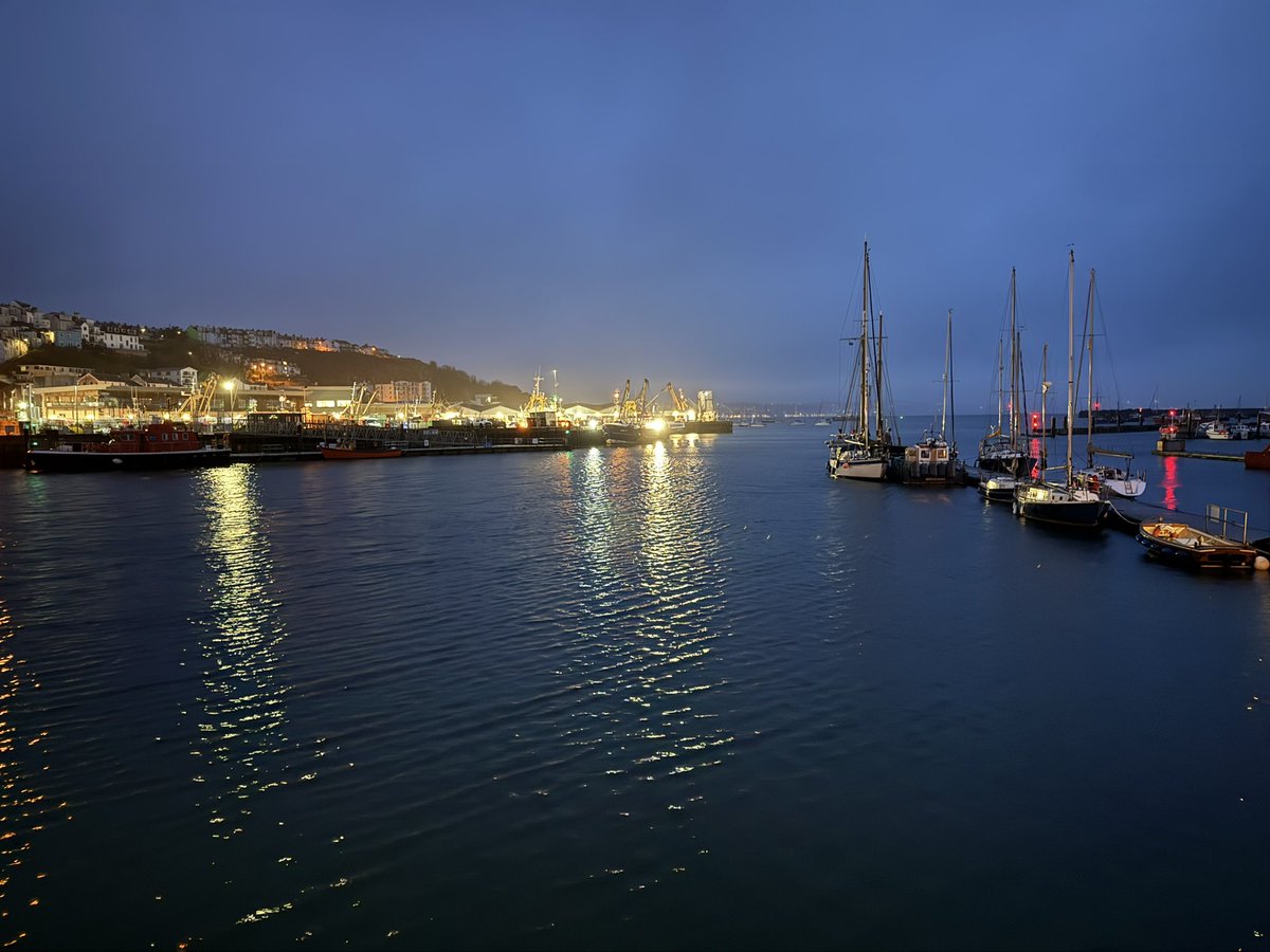 Wednesday morning, Brixham Harbour, wet start to the day.