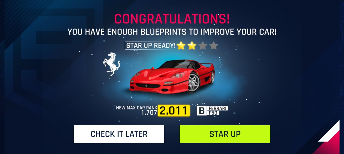 leejunwei1215's tweet photo. Thanks for sponsorship star up my Ferrari F50 🇮🇹 to 2 stars! ⭐⭐ https://t.co/S11EWso0B9