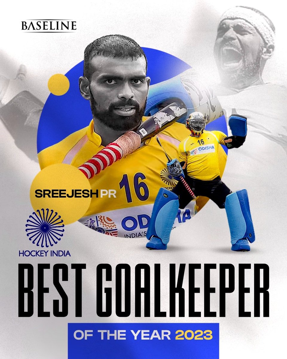On fire 🔥 A huge round of applause to @16Sreejesh for being recognized as the Goalkeeper of the Year by Hockey India! Keep dominating the field, champ! #TeamBaseline #Hockey