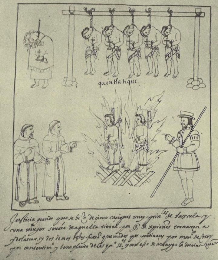 #CápsulaHistórica|| Recordemos que la colonización a pueblos de la región fue con torturas y despojos. Los pueblos étnicos tenemos la misión de seguir luchando por la descolonización en la educación. 

Foto tomada de: Relaciones geográficas, siglo XVI de Tlaxcala (Acuña, 1984)👇🏽