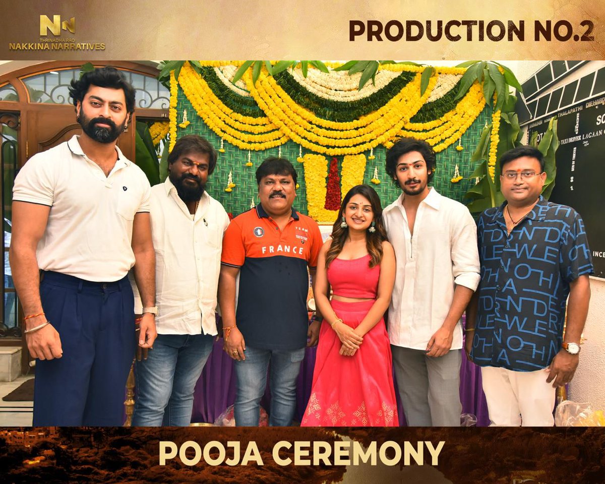 The launch of @NNOffl_ Prod No-2 commenced on a propitious tone with a ceremonial pooja. The clap was initiated by @sundeepkishan, marking the beginning of the shoot. The director, @iSumanth, captured the first shot, while @sharrath_marar turned on the camera. #telugufunda