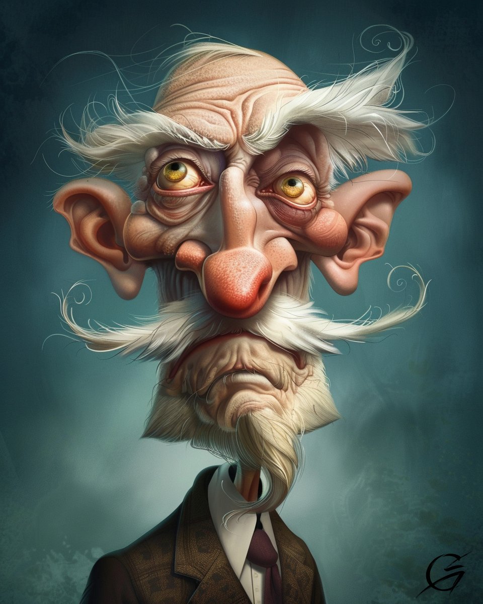 Good morning! Albert's up with his wild whiskers, brewing a pot of ponder and a side of chuckle. What's the wisecrack of the day, wise guy? ☕️🌀 #caricature #WisdomWhiskers #MorningMusing