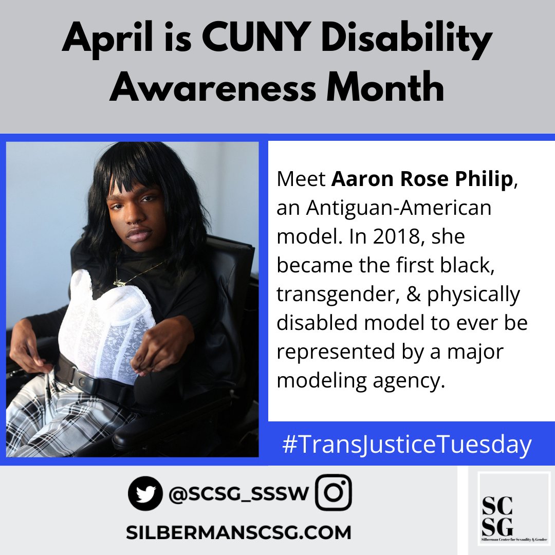 April is @CUNY #DisabilityAwareness month. If you don't know about @aaronphilipxo, you're welcome for the intro! #TransJusticeTuesdays #DisabilityJustice #SocialWorkers4TransJustice