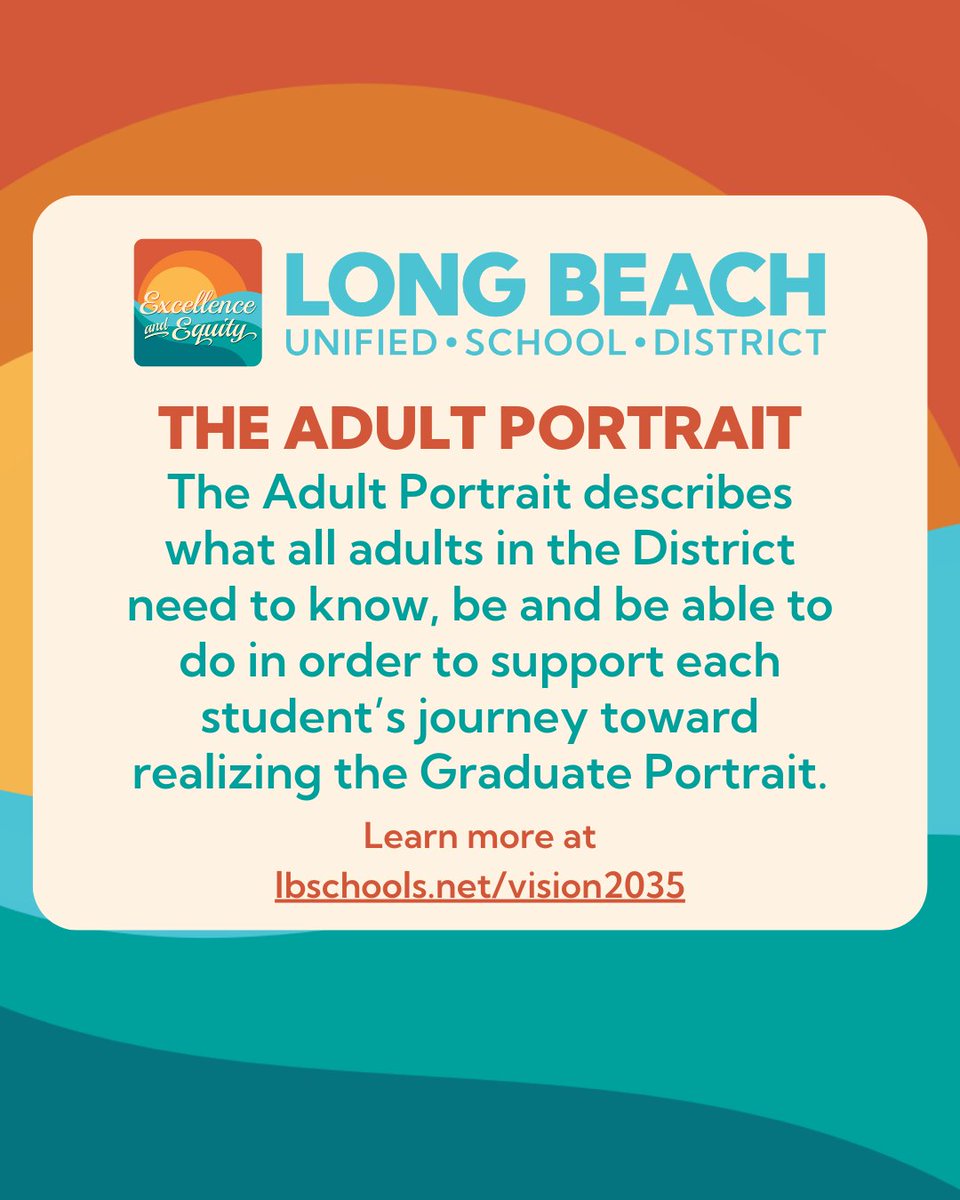 LBUSD Adult Portrait 6 - Empowering Facilitator of Learning ➡️ As LBUSD staff, we create engaging experiences to support learners' needs. Let's affirm identities, build on strengths, & encourage growth for both students and adults. 🌟 #VisionInAction #Vision2035 #ProudtobeLBUSD