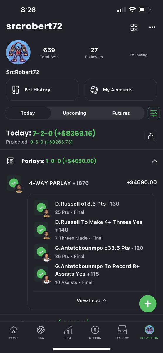 RobsProps117's tweet photo. FREE PLAY SWEEP!! 

+3.07U📈

VIP for the 7PM Slate 
7-2 +8.37U📈

4 leg parlay +1876 ✅📈

Freeplays move to 6-2 +3.6U

Let’s keep trucking along! Click here for all plays➡️: https://t.co/ijEgdAfrBL

#RobsProps https://t.co/fwf39aqcXA