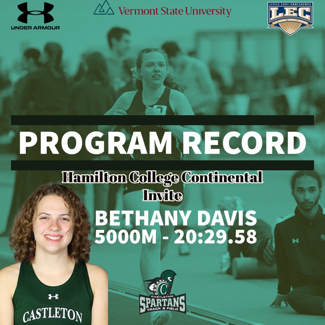 Congratulations to Bethany Davis on a program record in the 5000m!