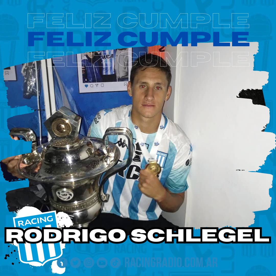 🎂 Hoy cumple 27 años Rodrigo Schlegel (@RodriSchlegel). Marcador Central, surgido en #RACING en 2017. Bicampeón con La Academia de la Superliga 2018/2019 🏆 y Trofeo de Campeones 2019 🏆. Desde 2020, su actual equipo es Orlando City de la Major League Soccer.