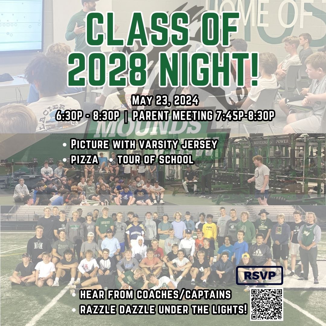 Prospective players will get a pic with Varsity jersey, pizza, tour of school, hear from coaches/captains, & finish playing Razzle Dazzle in the Stadium. While boys are in the stadium, parent meeting w/Coach Moberg at 7:45-8:30p. Please sign up below! docs.google.com/forms/d/1X52ry…