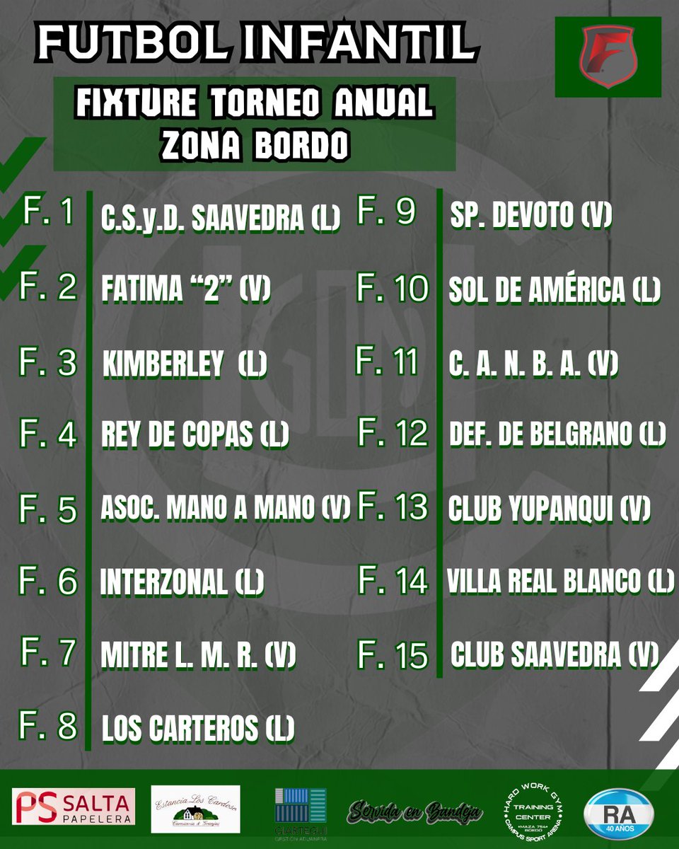 GONFUTSAL's tweet photo. GON 🟢⚫ | #FutbolInfantil ⚽ Fixture Baby Fútbol 🏆

Los Guerreros jugarán el Torneo Anual de FEFI en la Zona Bordo y estos son los rivales con los que deberá jugar 🗓️✍🏼 https://t.co/AmQp4ZhkEM