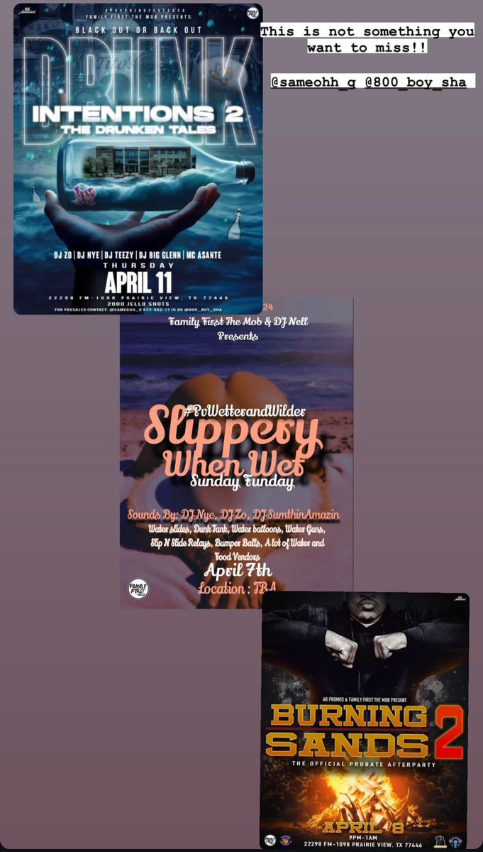 #drinkIntentions2 #slipperywhenwet 
#burningsands2
YOU ALREADY KNOW WHAT DO… be there or hear about it ! 
<a href="/FFTMOBDENTON/">FAMILYFIRSTTHA〽️⭕️🅱️</a> <a href="/SameOhh_G/">The MF Villain x100</a>