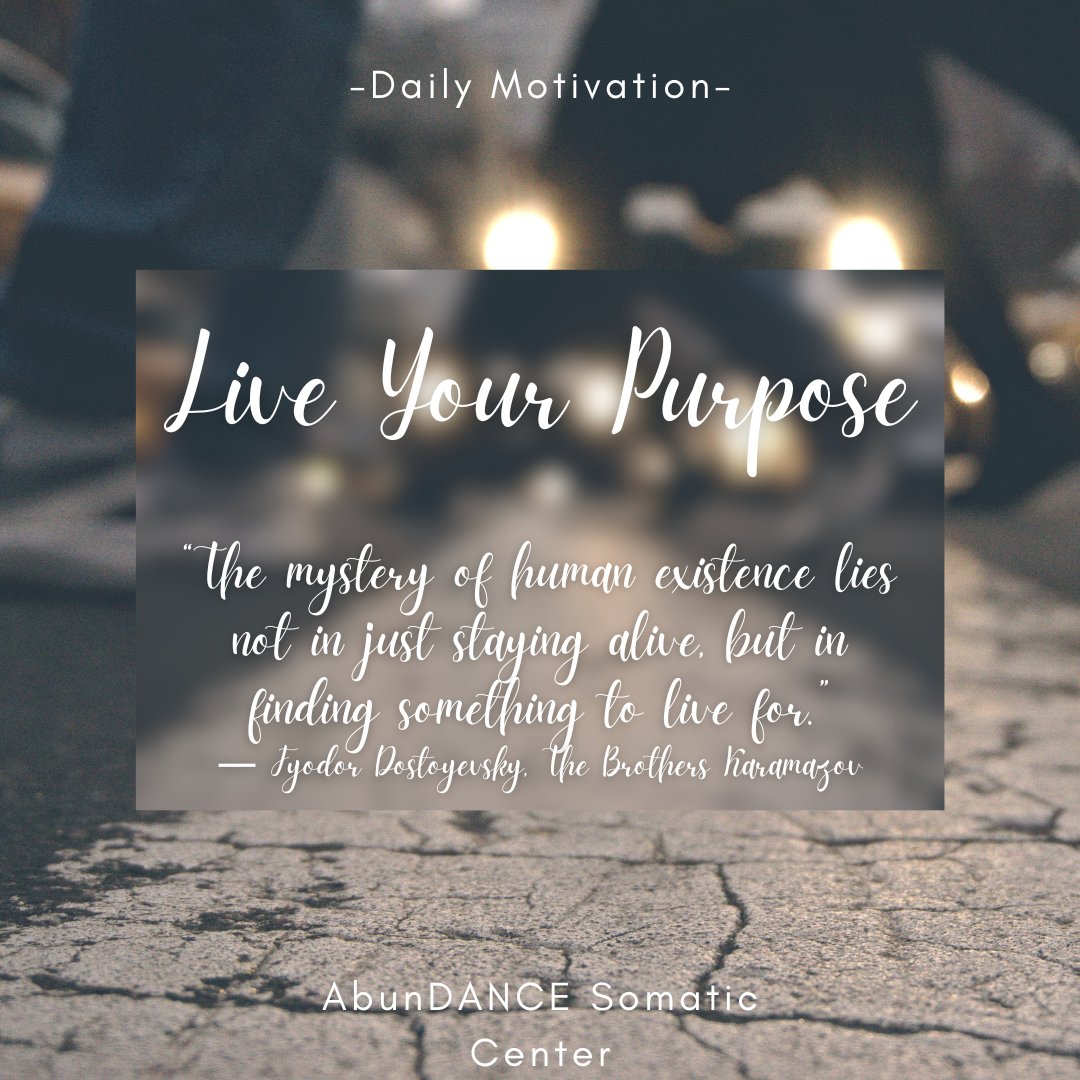 What is your life's purpose? 

#abundancesomaticcenter #mentalhealth #mentalhealthawareness #mentalhealthmatters #mentalhealthadvocacy #mentalhealthadvocate #liveyourpurpose #motivation #motivationalquote #motivationalquotesoftheday #somethingtolivefor