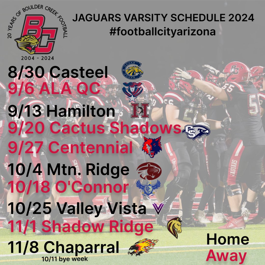 Varsity Football Schedule #footballcityarizona