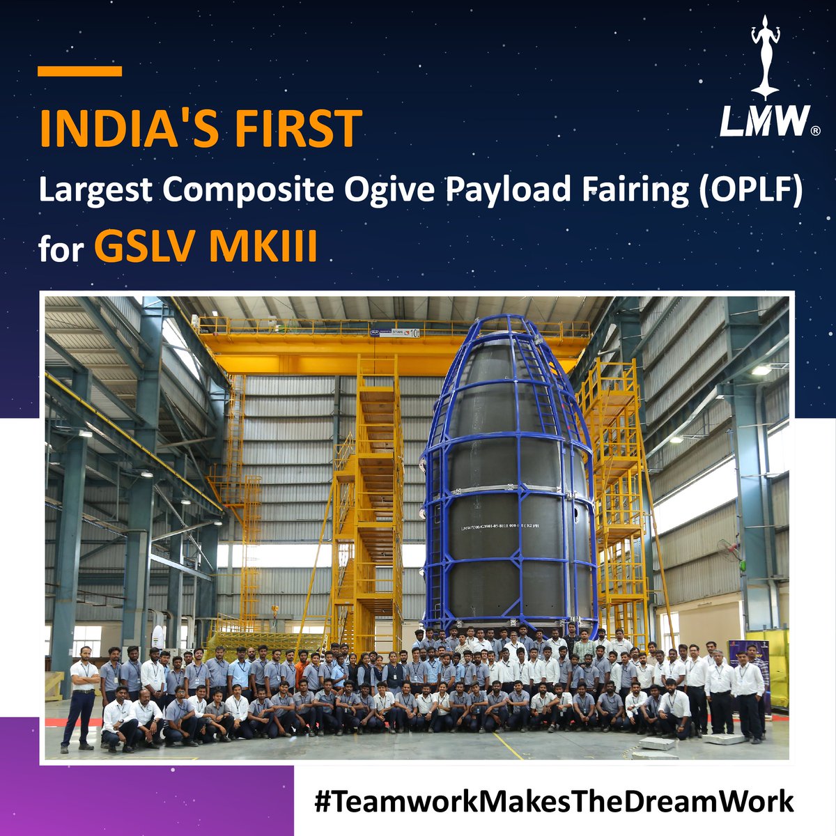 LMW ATC Delivers India's largest-ever Composite Ogive Payload Fairing (OPLF) to ISRO LMW ATC Delivers India's largest-ever Composite Ogive Payload Fairing (OPLF) to ISRO