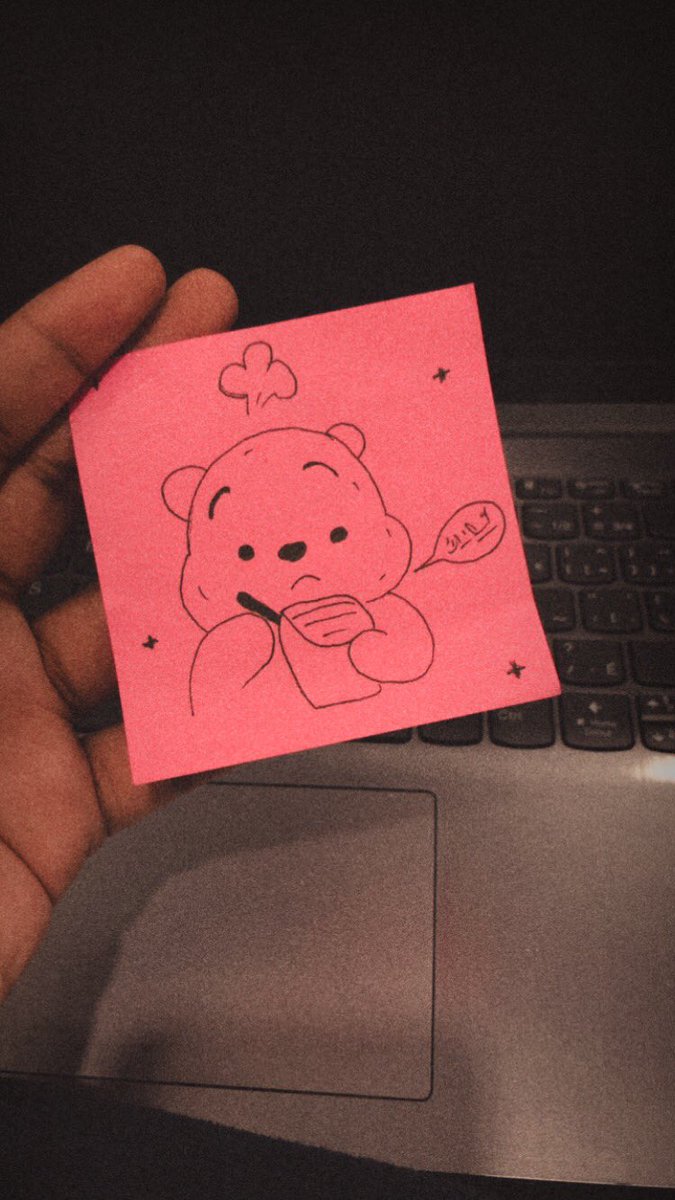 kaur_komal50483's tweet photo. Winnie the Pooh deep in thought, pen in hand, ready to write his next adventure! ๐๐จ #WinnieThePooh #StickyNoteSketch #doodleart https://t.co/QraPWCsOjB