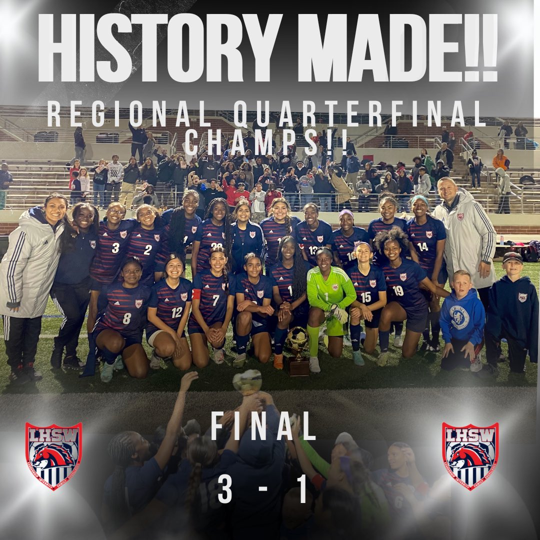 For the first time in school history the Lady Mustangs are headed to the regional tournament!!! Round 4 let’s go!!! @lifemustangs @lifeschools @LethalSoccer @tascosoccer @coachwelch67 @SLThrush