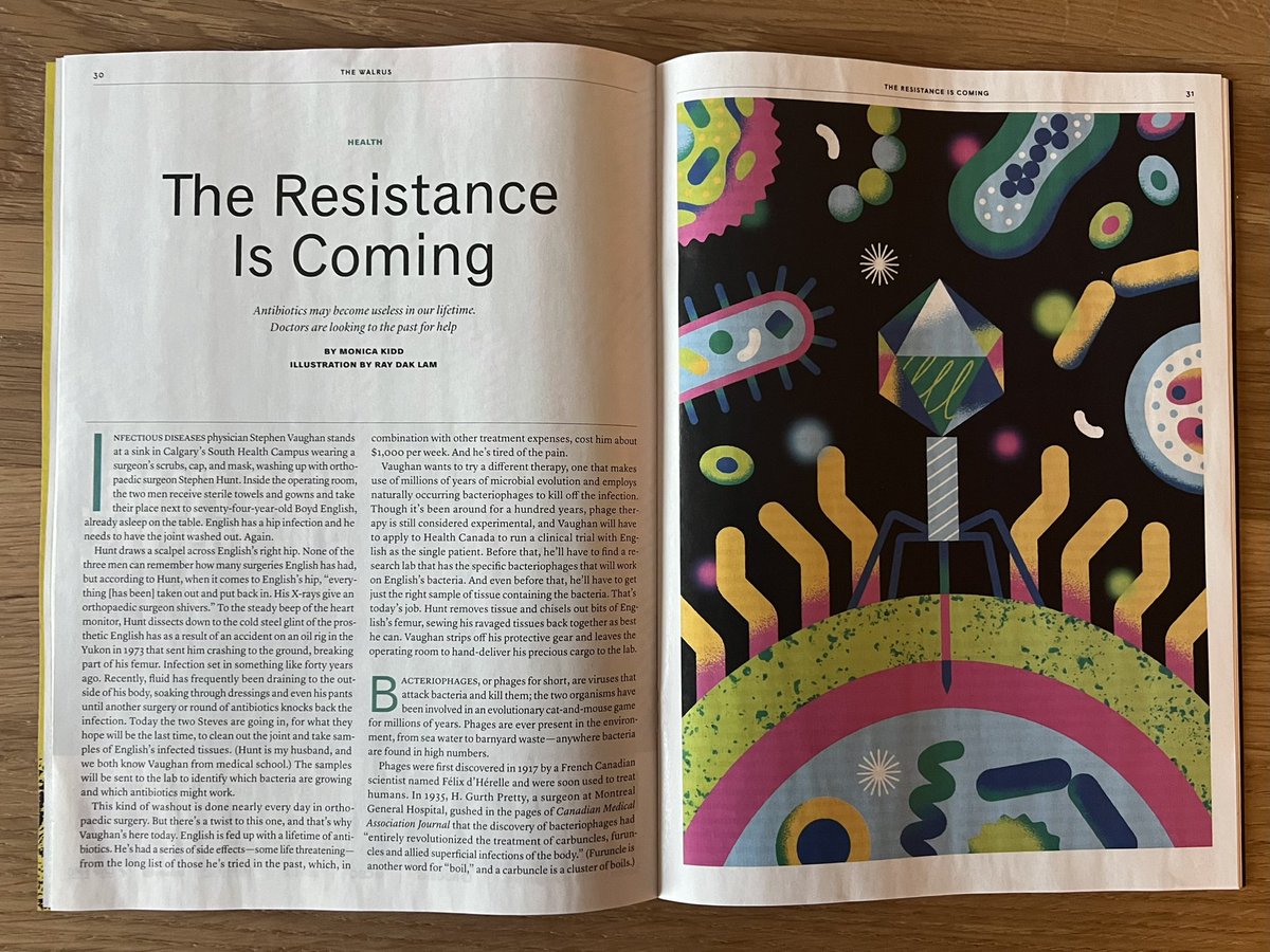 Call me old fashioned, but I still love seeing things in print the best. I worked on this feature about phage therapy for @thewalrus for a year and it’s now out in the May issue. #antibioticstewardship #phagetherapy