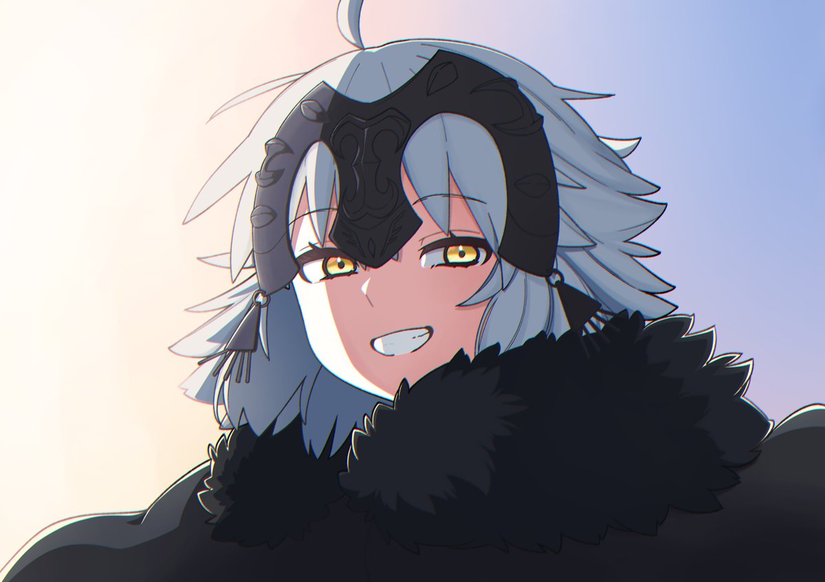 jeanne d'arc alter (avenger) (fate) ,jeanne d'arc alter (fate) 1girl solo looking at viewer smile short hair yellow eyes grey hair  illustration images