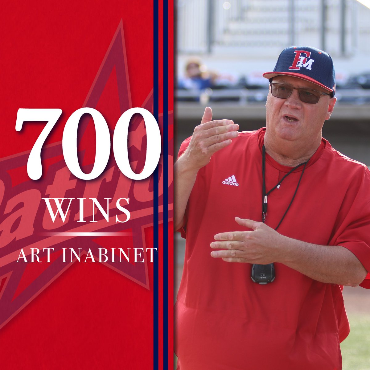 Congratulations to Head Coach Art Inabinet on his 700th home win during his tenure at Francis Marion! #SwampEm #GoPatsGo