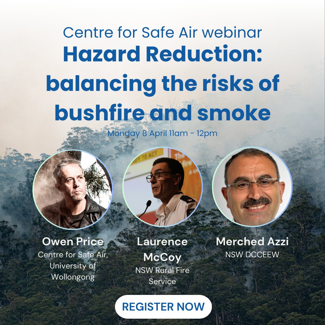 How can hazard reduction burns balance risks posed by bushfires and smoke pollution? Register now for our April webinar featuring A/Professor Owen Price, Superintendent Laurence McCoy and Dr Merched Azzi utas.zoom.us/webinar/regist…
