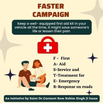 Providing immediateAid toallAccident victimscan offer themlifeline. Inbid to alleviate suffering,St.RamRahimJi emphasizeonproviding #EmergencyAid toAccident victims. Millions are following it bycarrying first aid kits in their vehicles,enabling promptAssistance toAccident victims