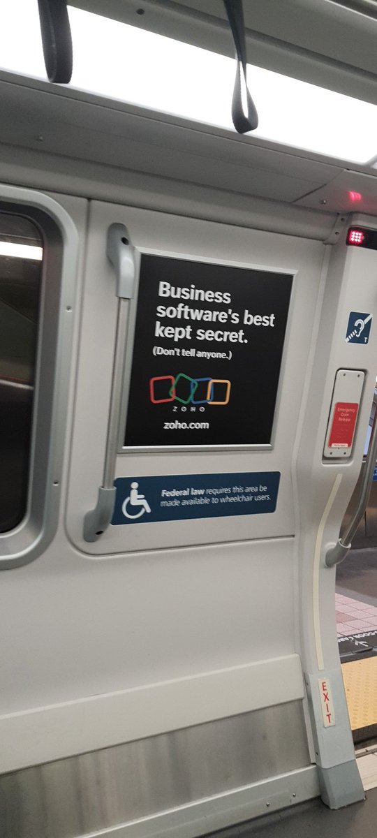 Saw this advertisement in the Bay Area Rail Transit. Yes, an Indian company in the heart of Silicon Valley. Little things! :) @Zoho @svembu