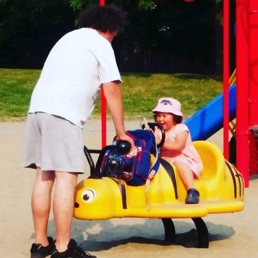 Ed with our princess at the park behind our house. She was truly a daddy's girl, the Apple of his eye. He started saving his spare change for her wedding the day we found out she was a girl. #DaddysLittleGirlEh #MissThemLikeCrazy