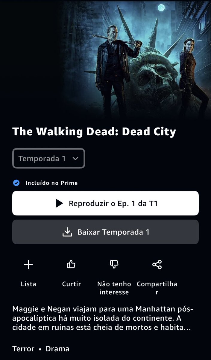 🗽 PRÓXIMA PARADA: NOVA YORK! A 1ª temporada de ‘The Walking Dead: Dead City’ já está disponível na Prime Video.