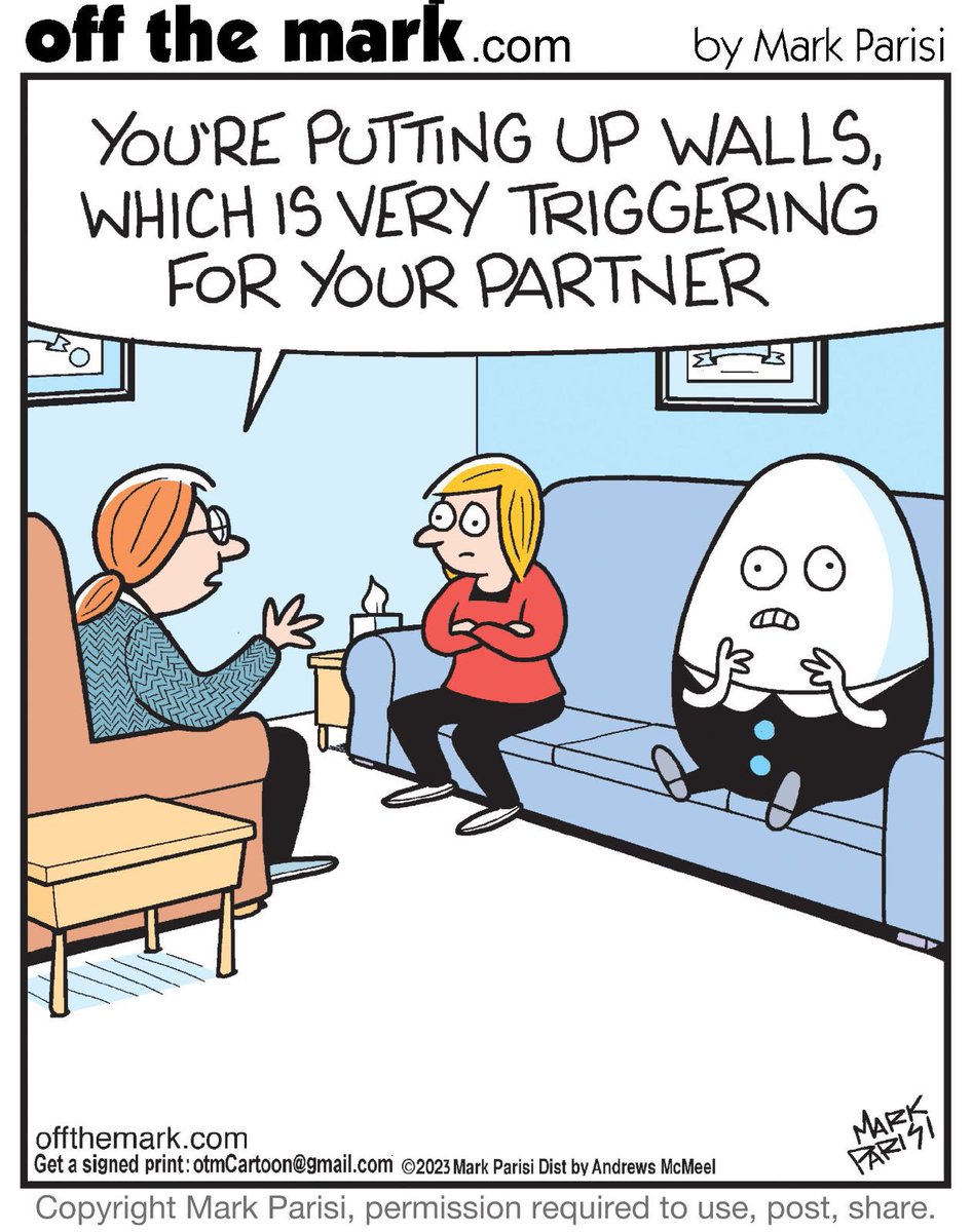 Humpty Dumpty couldn’t quite shake the wall trauma for the rest of his living days.. #HumptyDumpty @OffTheMarkComic