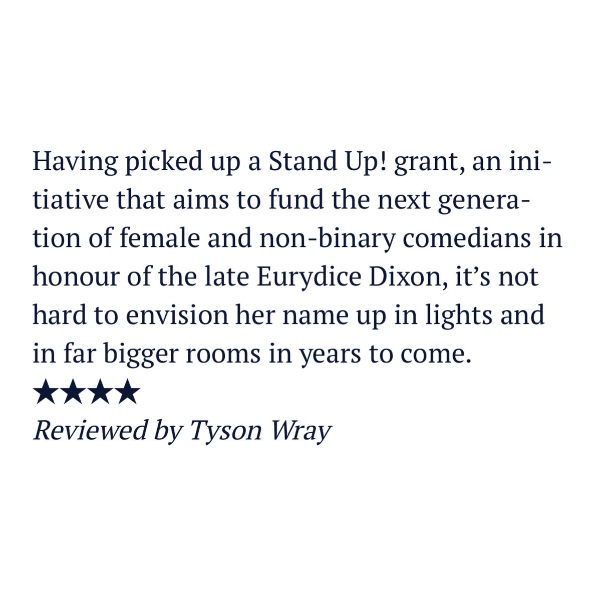 A very lovely review from @theage that made my scrawny little heart grow three sizes 🥹 I’ve got 5 more shows until Sunday if you wanna come down x