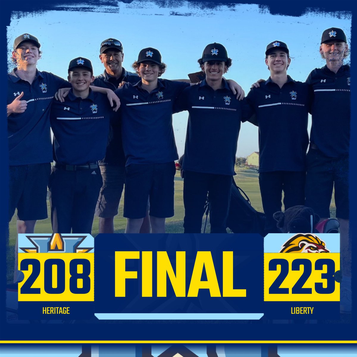 Trevor Hoople and Michael Davis shared medalist honors today, each shooting 39 to pace a big win over Liberty. Freshman Shane Nesbitt added a round of 40, while Jaxson Wilson and Evan Lopez shot 44 and 46 to round out the top five. Way to go boys! #GoPatriots