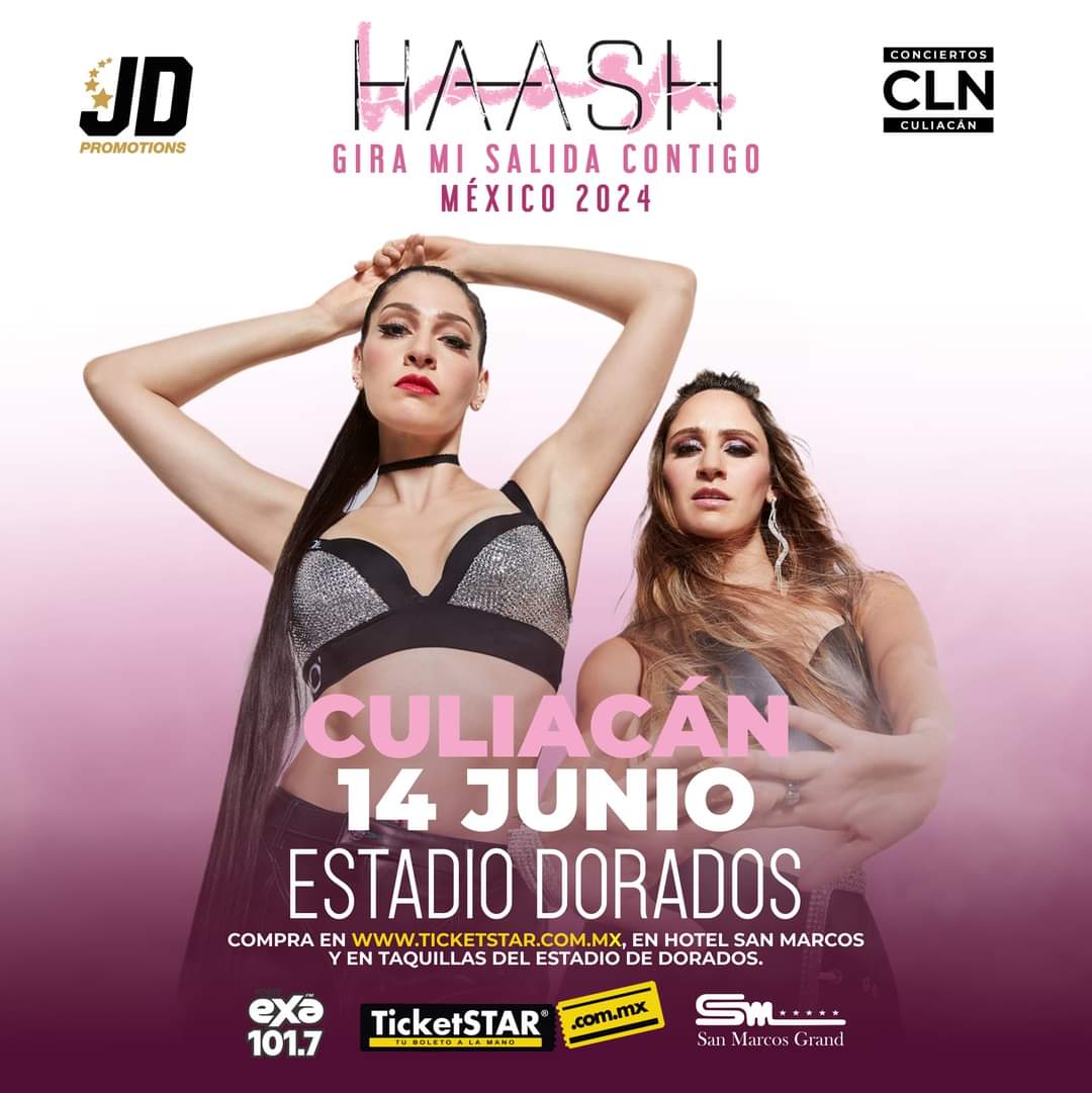 TicketstarMx's tweet photo. 🗣️🎶💓 #CULIACÁN Prepárate para ¡Mi Salida Contigo!😉💞 Las REINAS 👸🏻👸🏼 del SOLD OUT: HA•ASH 🌟 en #CULIACÁN 🎶 📆 Viernes 14 de junio 🏟️Estadio Dorados

Boletos a la venta a partir del VIERNES 5 DE ABRIL en: 
🎫 https://t.co/Wk3vYcuKXj
🏟️ Taquillas Dorados
🏨 Hotel San Marcos https://t.co/fROCcY5n6j