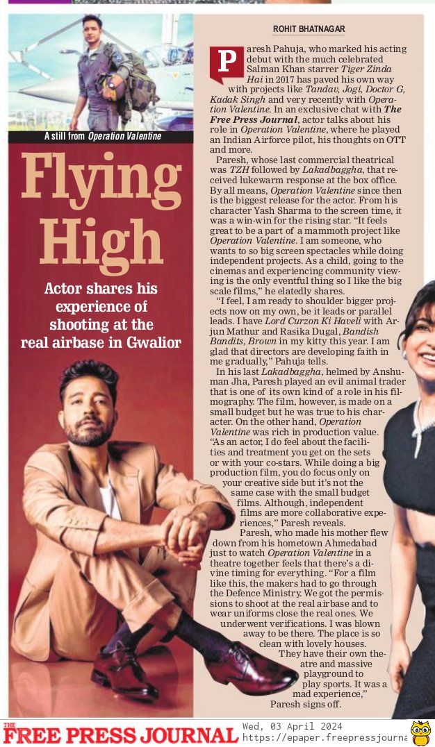 Exclusive: #OperationValentine Actor #PareshPahuja Tells THIS About Our Defence Ministry By @justscorpion freepressjournal.in/entertainment/…