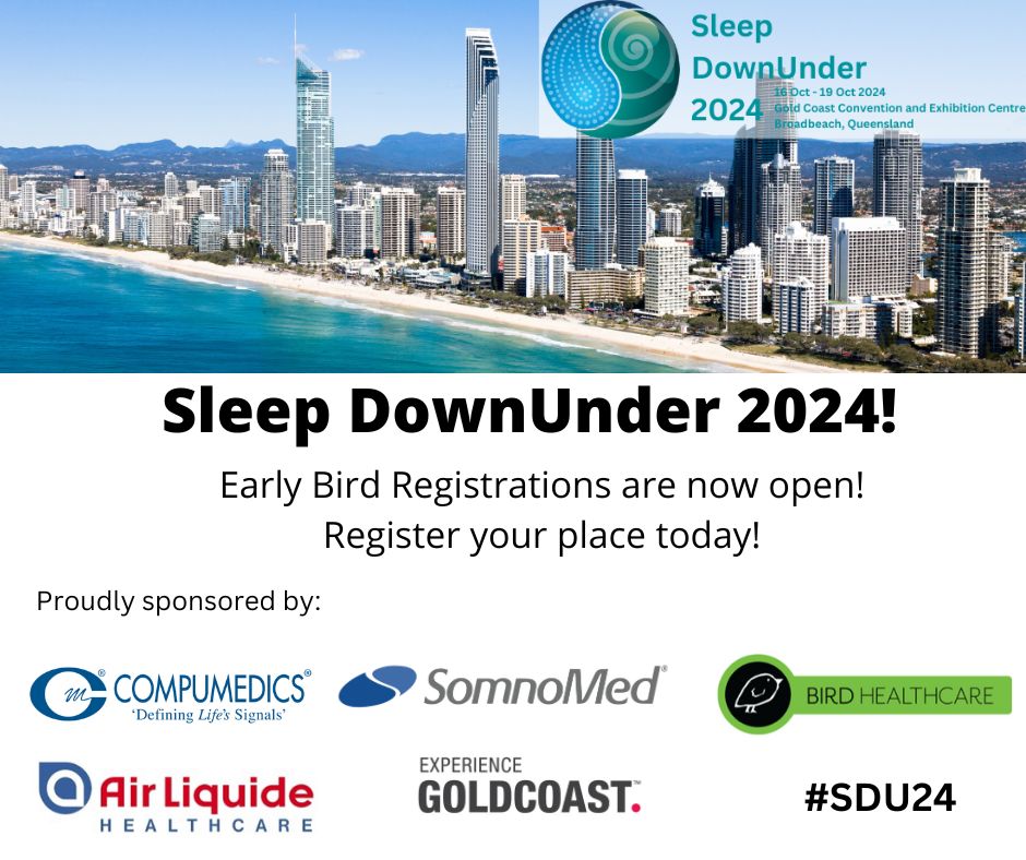 SleepOrgANZ's tweet photo. We are pleased to open registrations for Sleep DownUnder 2024! Book your place today for early bird rates: https://t.co/oeCApHl2Uq
#sdu24 https://t.co/gkk1zcysTJ