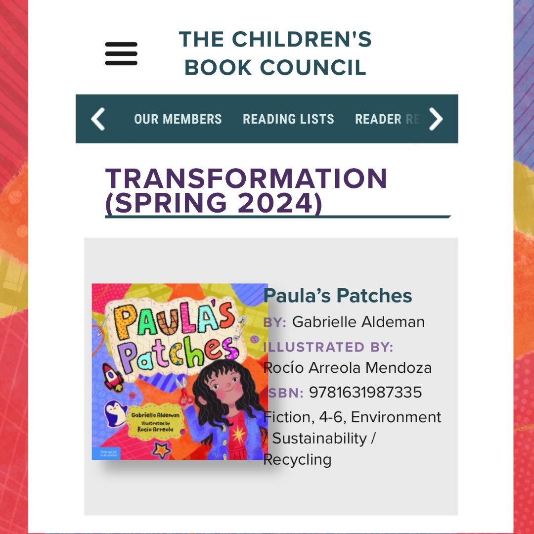 Transformation is all around us 🌷

Thrilled to see Paula’s Patches featured in the Spring 2024 @CBCBook Showcase celebrating the journey of #Transformation 

See the list here ➡️ cbcbooks.org/cbc-book-lists…

#ChildrensBookCouncil #CBCShowcase #kidlit
 
@FreeSpiritBooks @tcmpub