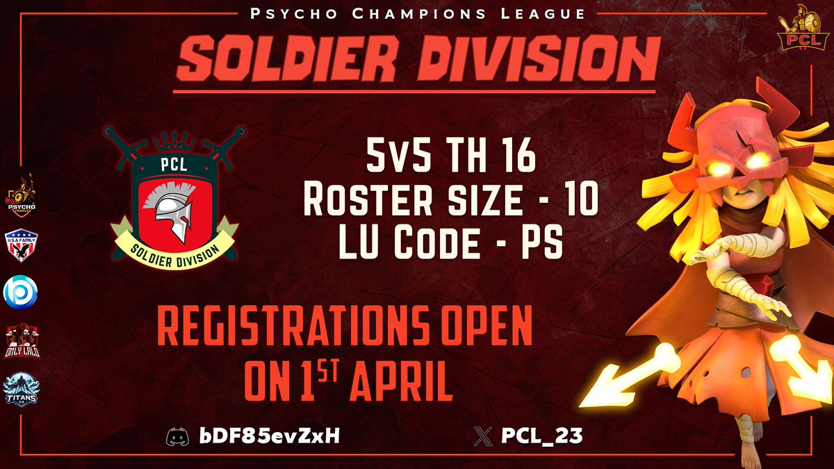 Registrations opened just under 38 hours ago and just like last year, spots are filling fast! Already more than half the spots filled! Don’t miss out, join today to get started! 

discord.gg/pUPpbhSKGd
#PCLPS24
#CoCEsports
<a href="/CoCEsports/">Clash of Clans Esports</a>