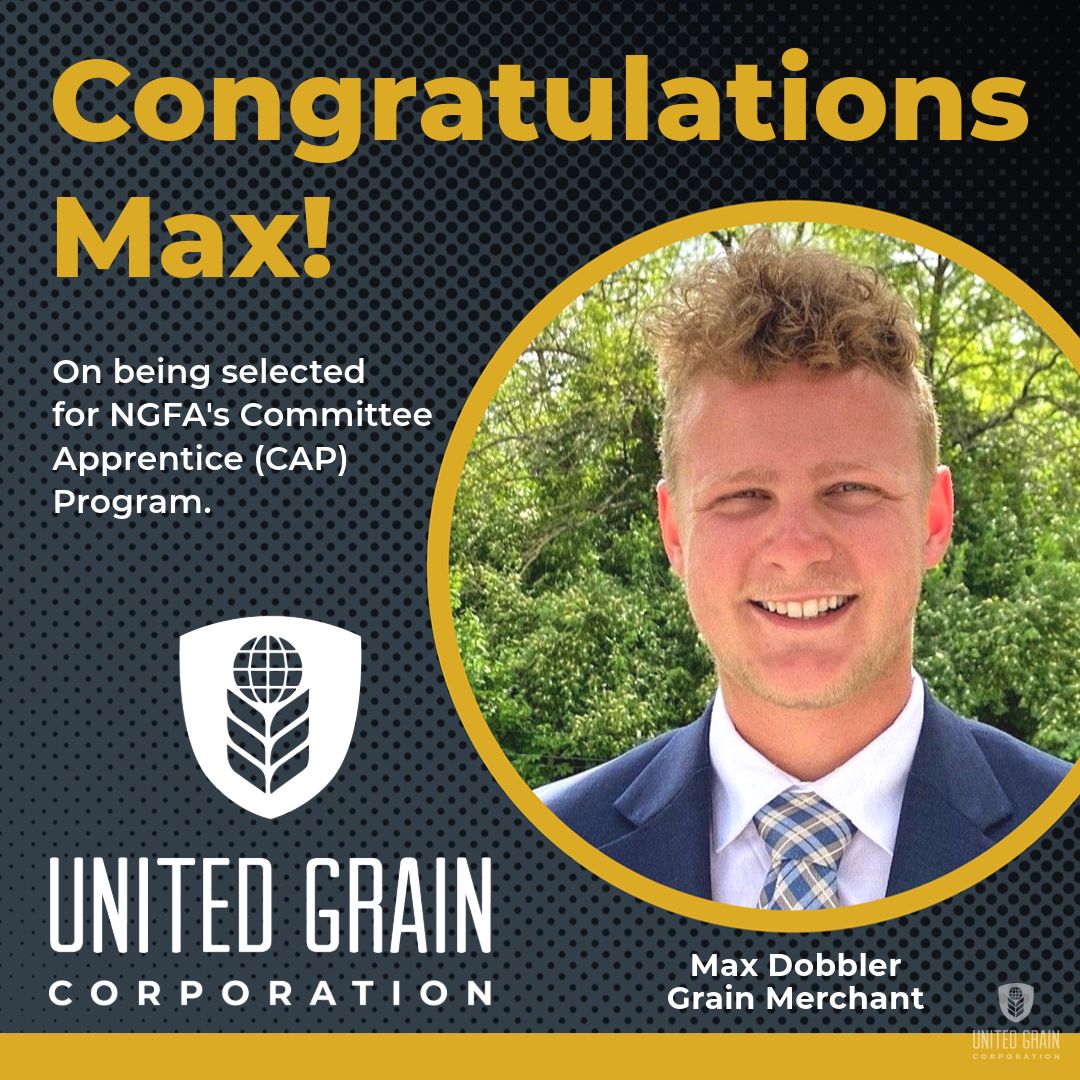 🎉 Exciting News! 🌾 Max Dobbler, our Grain Merchant, accepted into @NGFA's Committee Apprentice Program! 🚀 Ready to shape the future of the grain industry! Congratulations, Max! 🌟 #NGFA #FutureLeaders #GrainIndustry #UnitedGrain