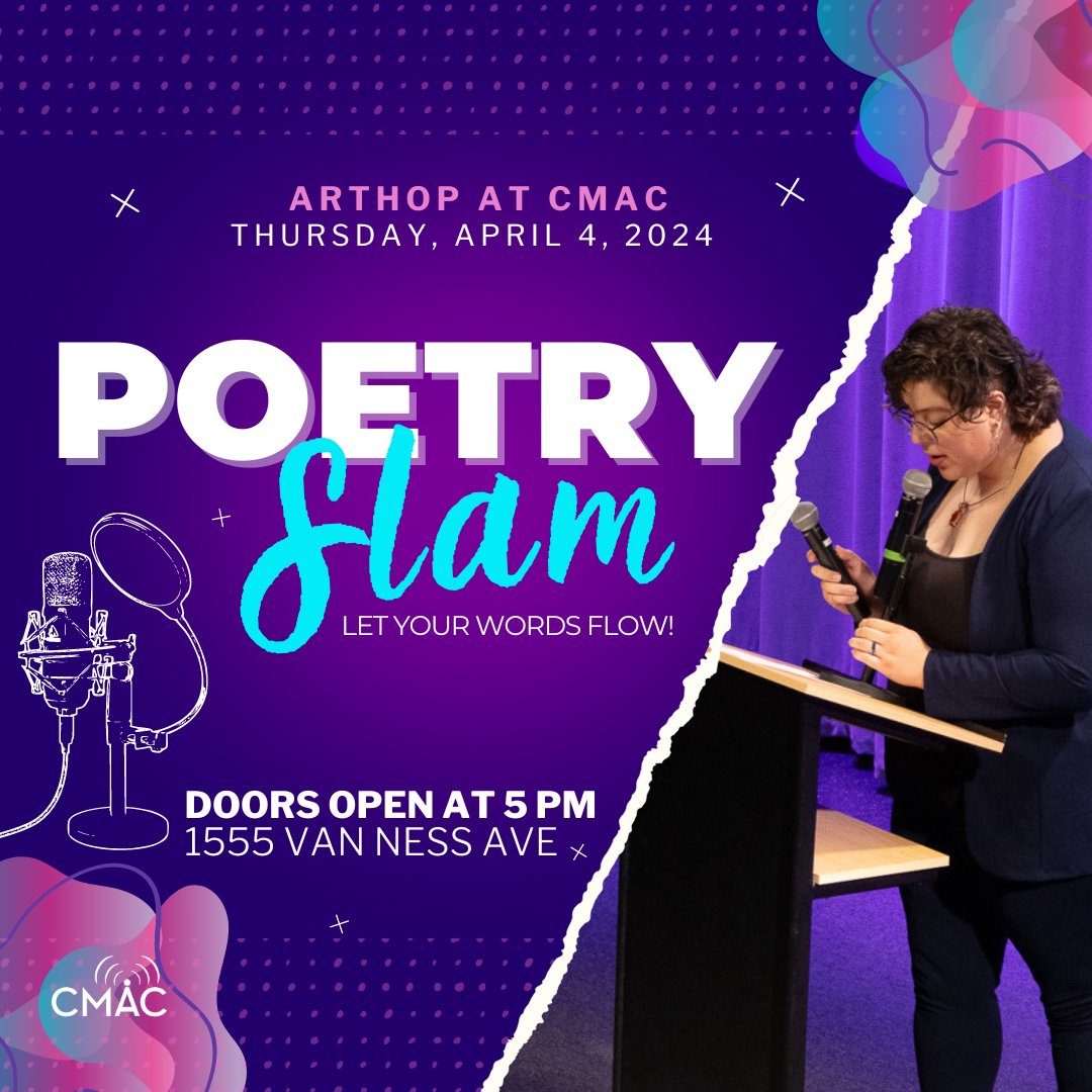 📍Drop by CMAC this #ArtHop! We are hosting a Poetry Slam; but not just that, we're also showcasing documentaries produced by our past Youth Voices participants. See ya on April 4! 🚀💫 cmac.tv/arthop/ #CommunityMedia #ShareYourStories