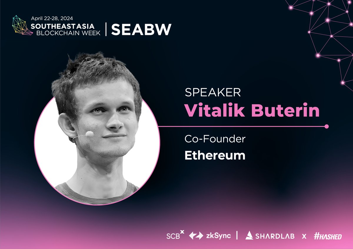 🌟 Exciting News! We are thrilled to announce that Vitalik Buterin (@VitalikButerin), the co-founder of Ethereum and a pivotal figure in the blockchain revolution, will be a keynote speaker at SEABW2024!